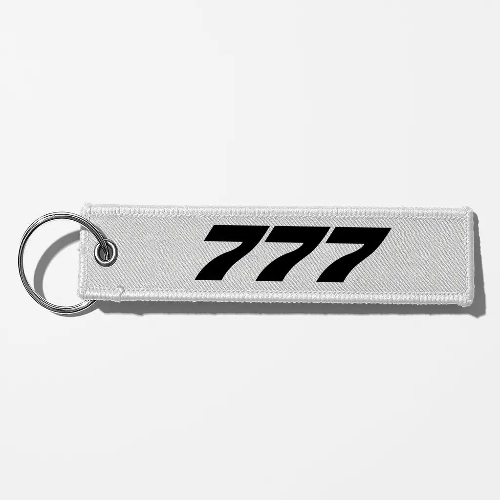 Boeing 777 Flat Text Key Chains - White