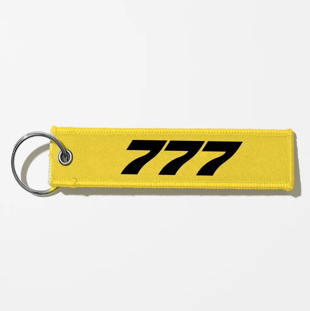 Boeing 777 Flat Text Key Chains - Yellow