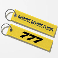 Thumbnail for Boeing 777 Flat Text Key Chains - Yellow - Remove Before Flight