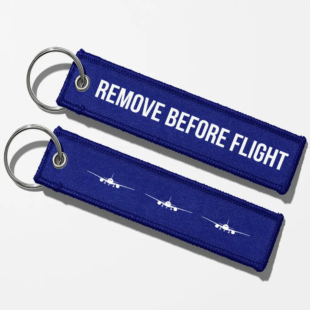Boeing 777 Silhouette Key Chains - Blue - Remove Before Flight