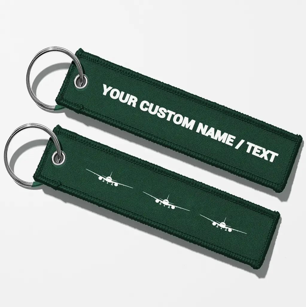 Boeing 777 Silhouette Key Chains - Dark Green - Personalized