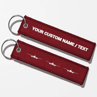 Thumbnail for Boeing 777 Silhouette Key Chains - Dark Red - Personalized