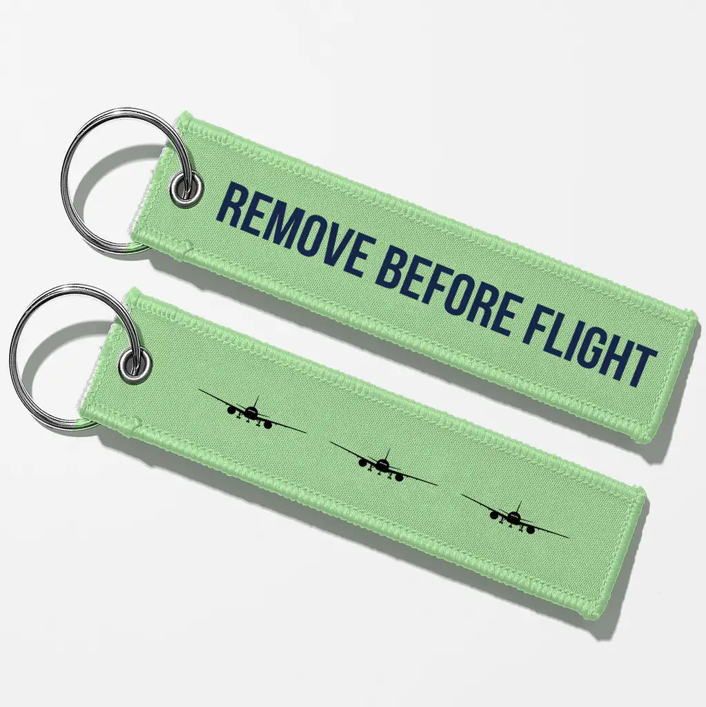 Boeing 777 Silhouette Key Chains - Light Green - Remove Before Flight