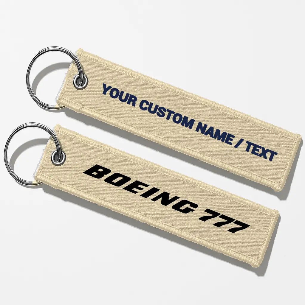 Boeing 777 & Text Key Chains - Beige - Personalized