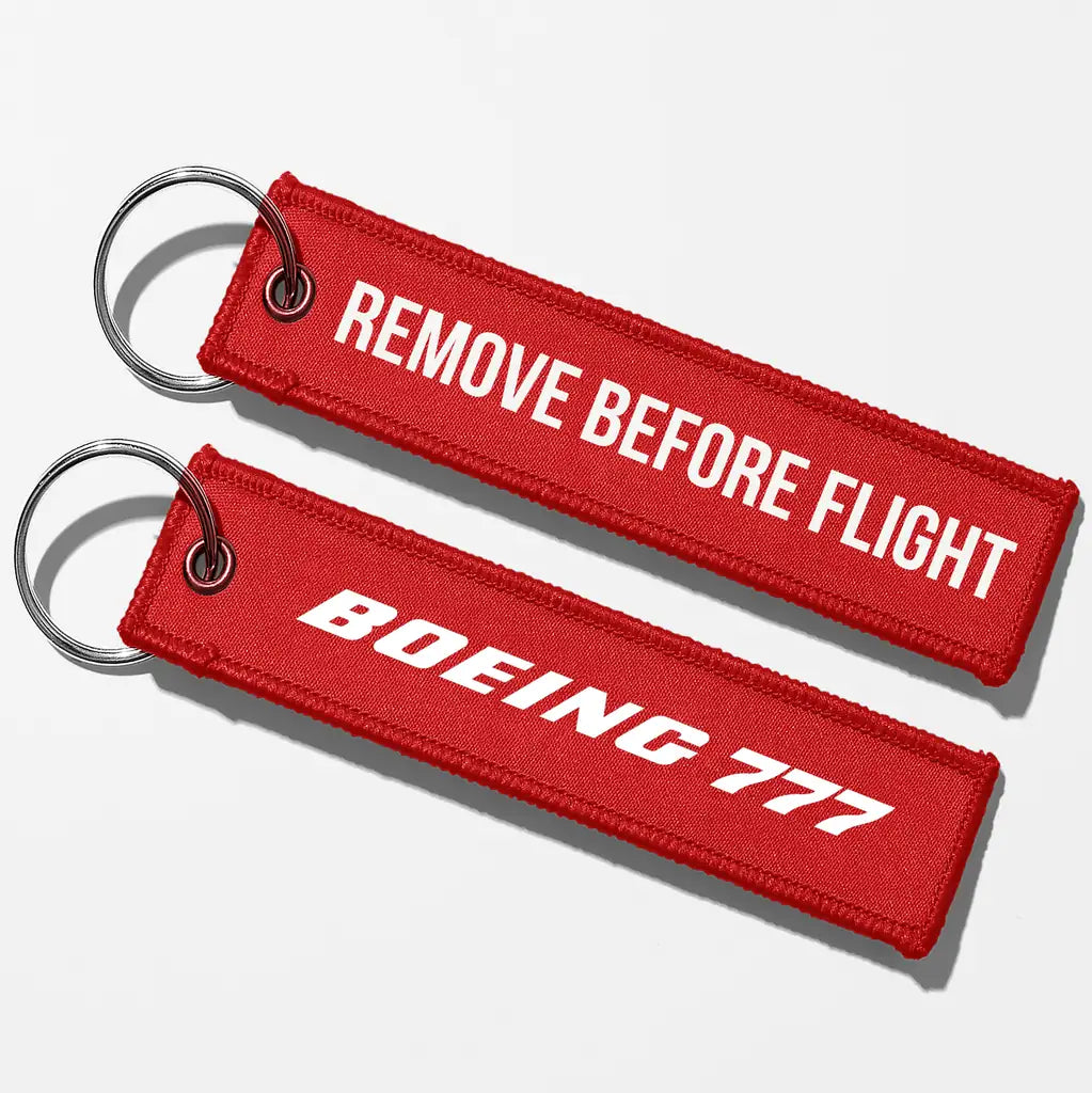 Boeing 777 & Text Key Chains - Red - Remove Before Flight