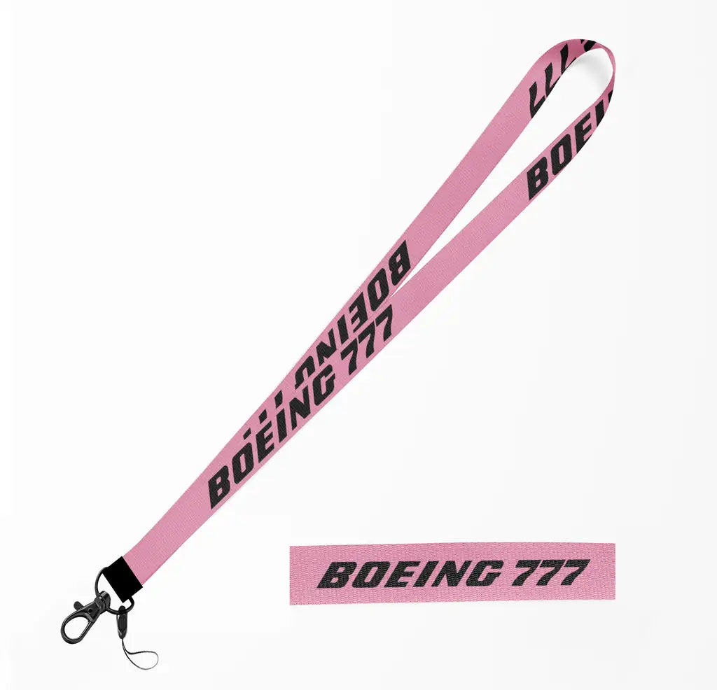 Boeing 777 & Text lanyard - pink