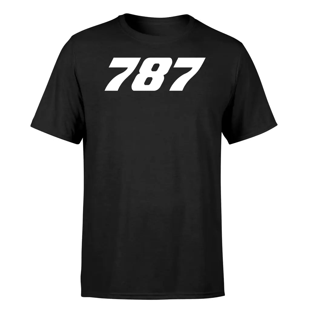 Boeing 787 Flat Text design on black single side