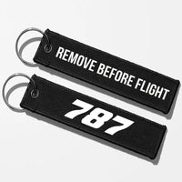 Thumbnail for Boeing 787 Flat Text Key Chains - Black - Remove Before Flight