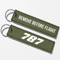 Thumbnail for Boeing 787 Flat Text Key Chains - Green Army - Remove Before Flight