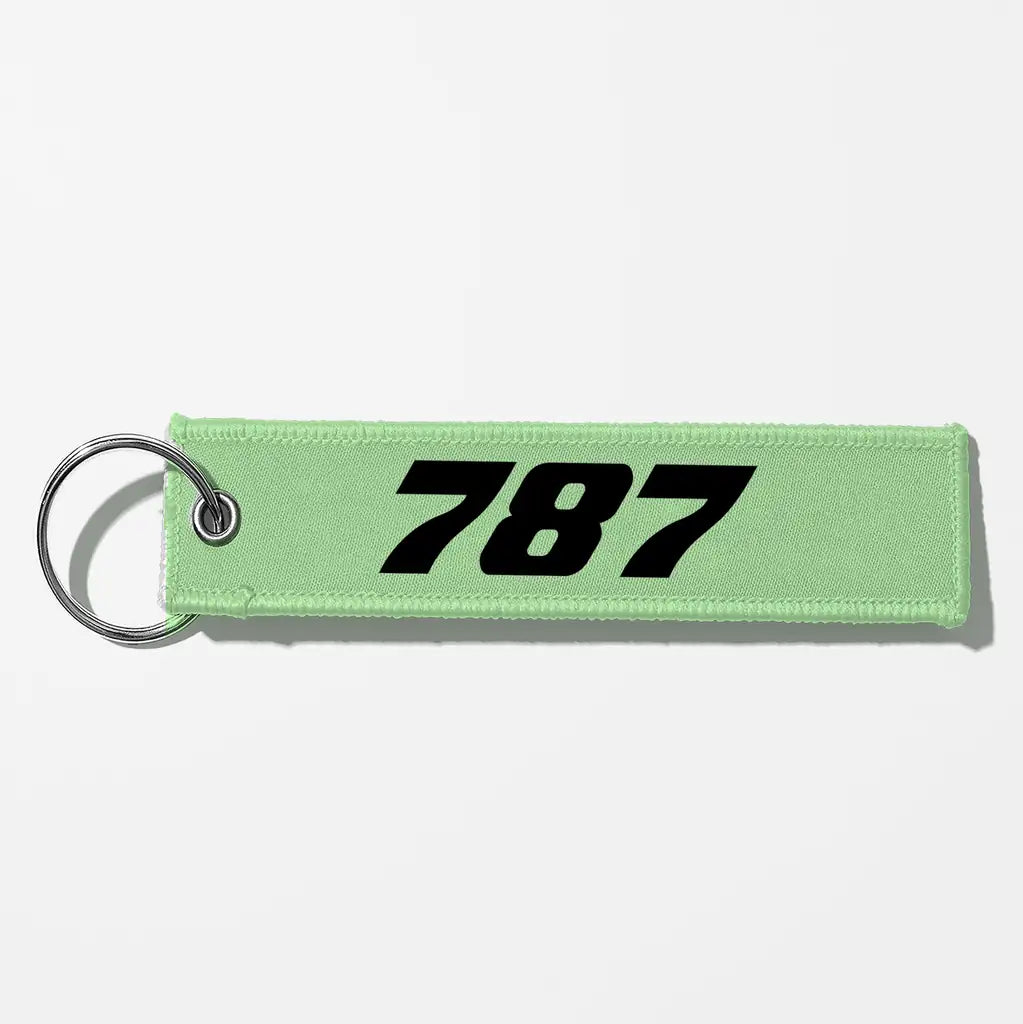 Boeing 787 Flat Text Key Chains - Light Green