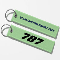 Thumbnail for Boeing 787 Flat Text Key Chains - Light Green - Personalized