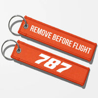 Thumbnail for Boeing 787 Flat Text Key Chains - Orange - Remove Before Flight