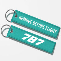Thumbnail for Boeing 787 Flat Text Key Chains - Turquoise - Remove Before Flight