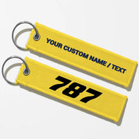 Thumbnail for Boeing 787 Flat Text Key Chains - Yellow - Personalized