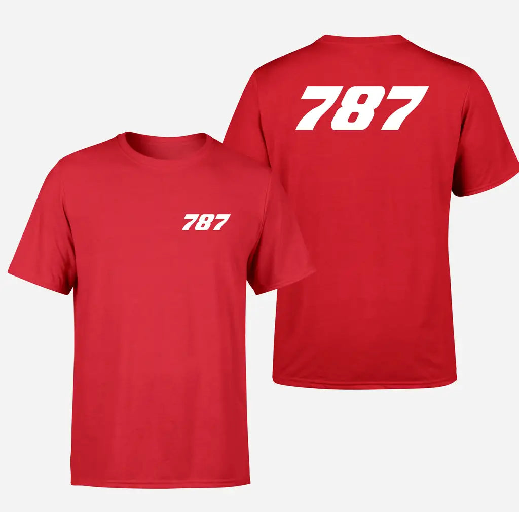 Boeing 787 Flat Text design on red double side