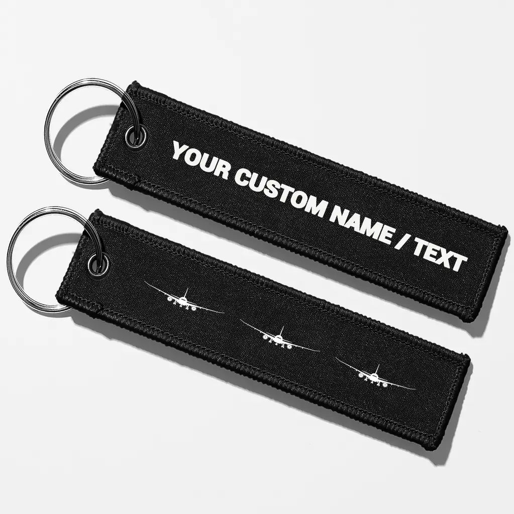 Boeing 787 Silhouette Key Chains - Black - Personalized