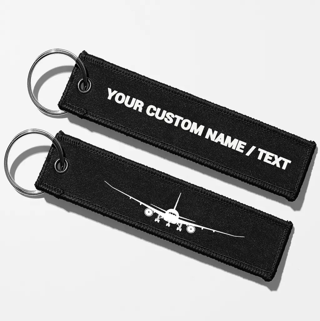 Boeing 787 Silhouette Key Chains - Black - Personalized