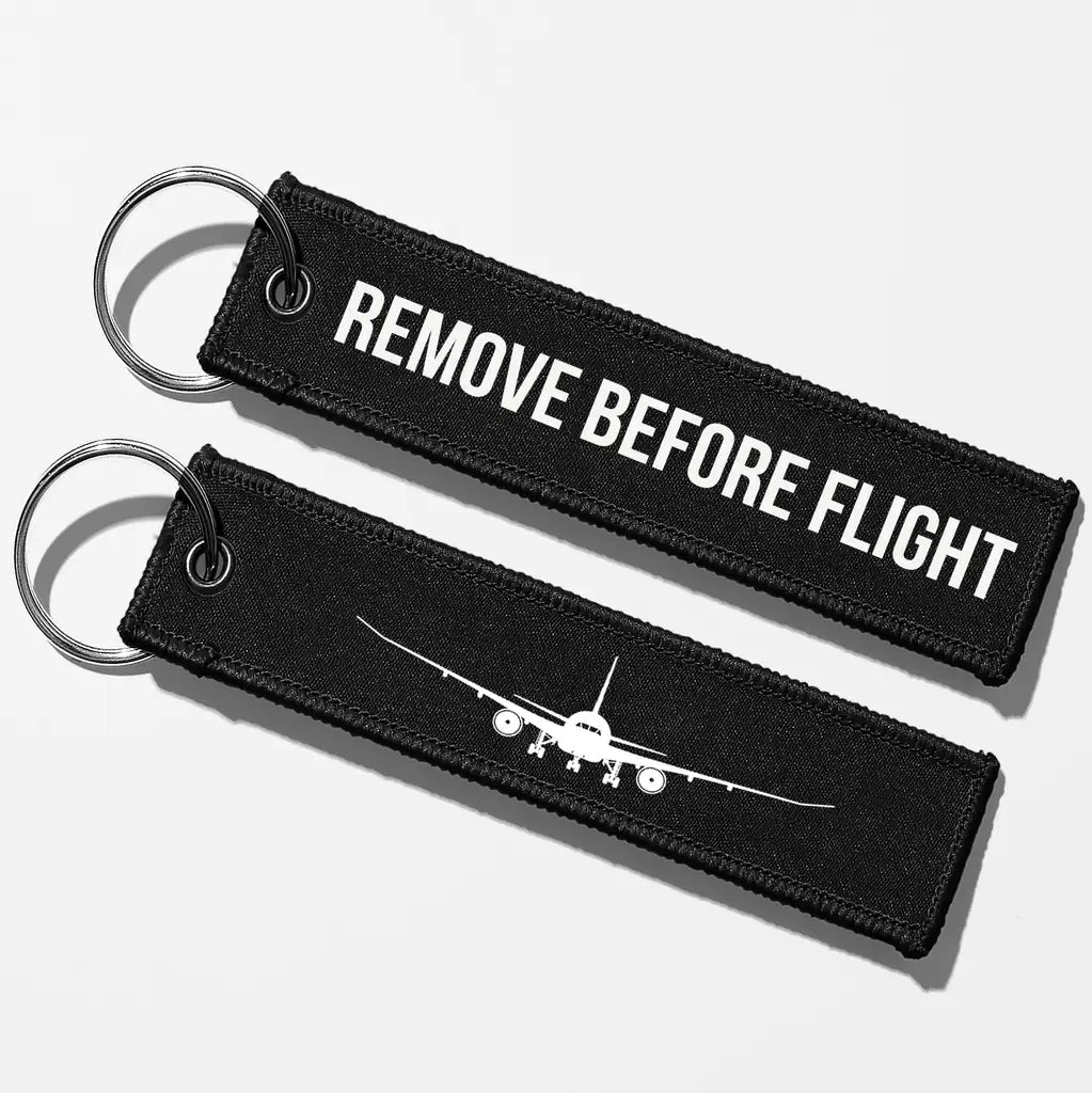 Boeing 787 Silhouette Key Chains - Black - Remove Before Flight