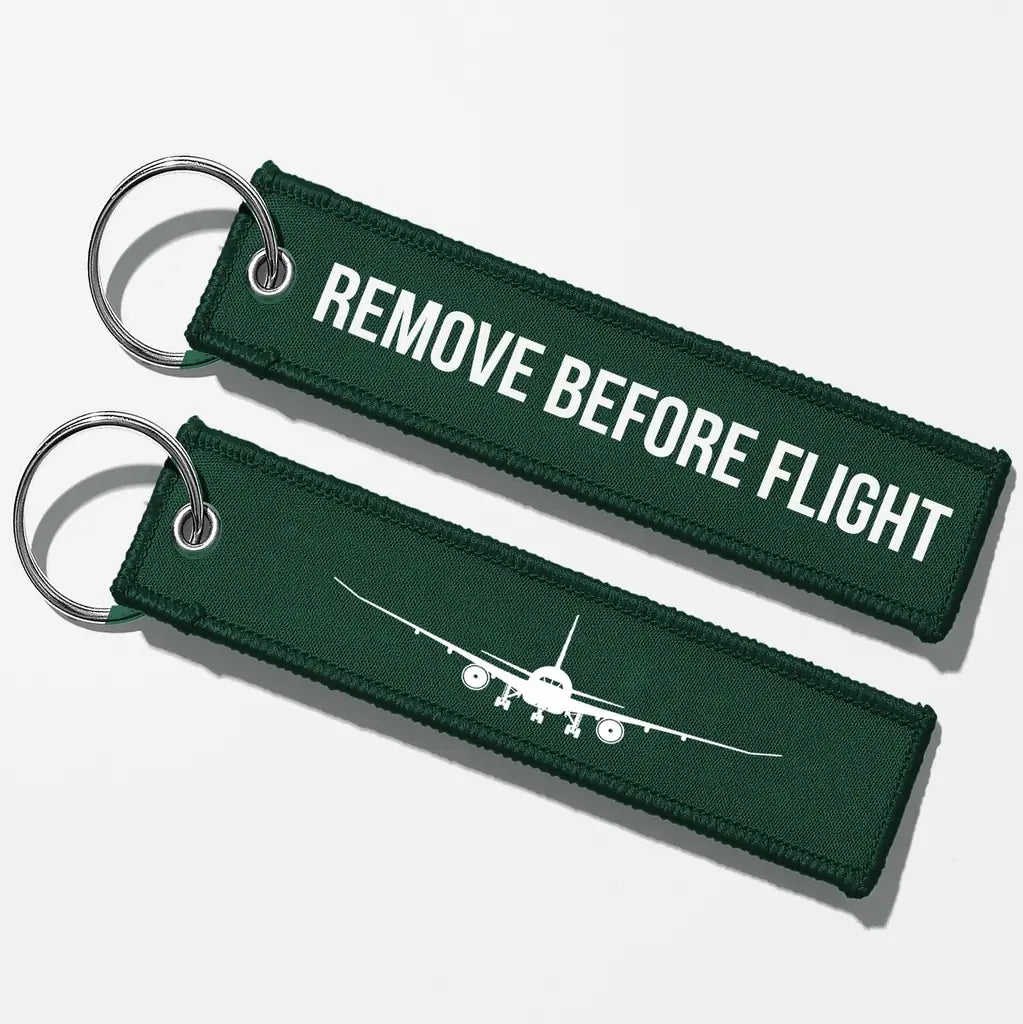 Boeing 787 Silhouette Key Chains - Dark Green - Remove Before Flight