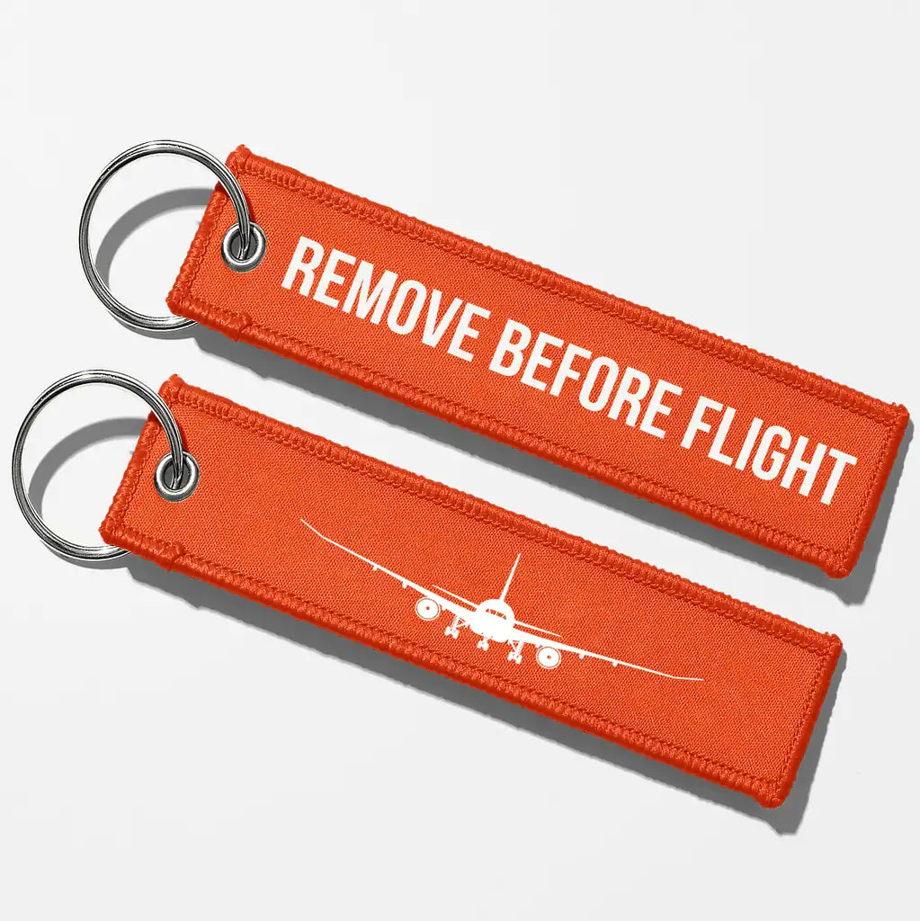 Boeing 787 Silhouette Key Chains - Orange - Remove Before Flight