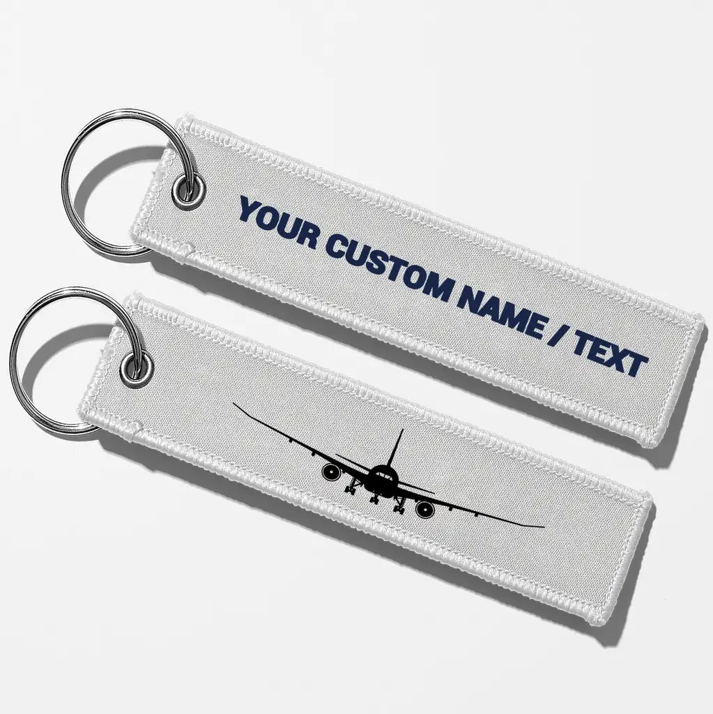 Boeing 787 Silhouette Key Chains - White - Personalized