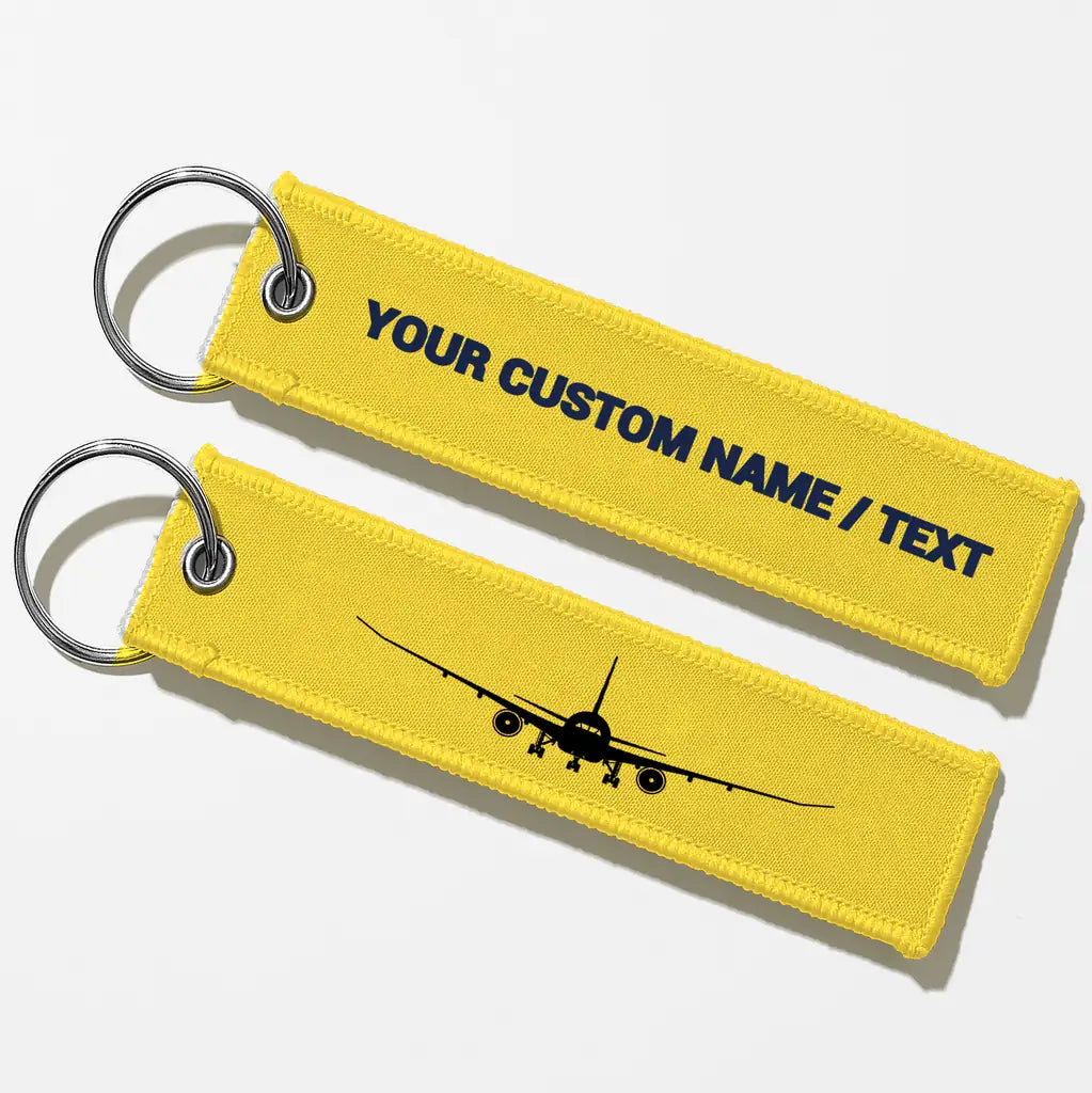 Boeing 787 Silhouette Key Chains - Yellow - Personalized