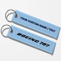 Thumbnail for Boeing 787 & Text Key Chains - Light Blue - Personalized