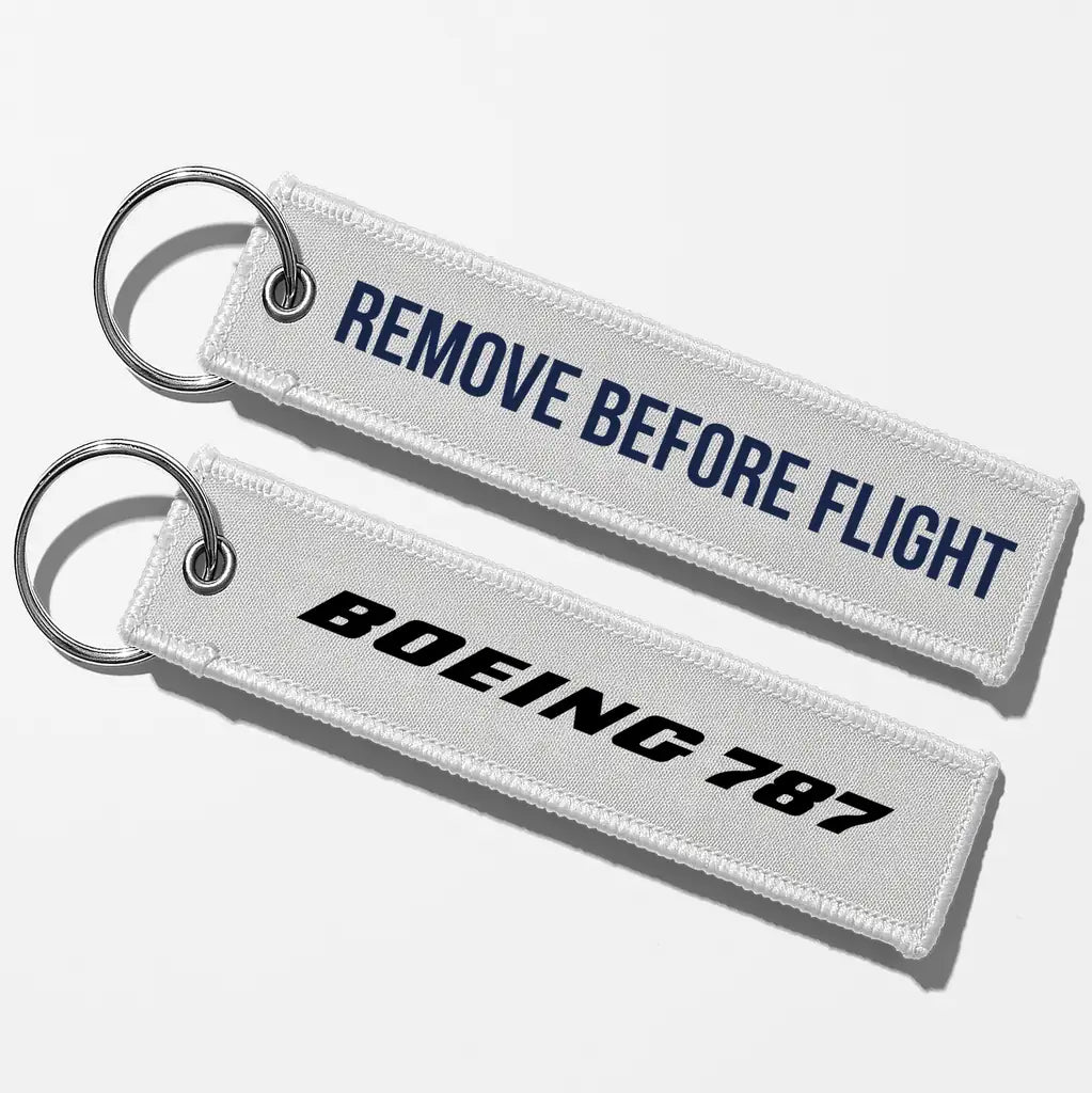 Boeing 787 & Text Key Chains - White - Remove Before Flight