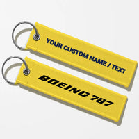 Thumbnail for Boeing 787 & Text Key Chains - Yellow - Personalized