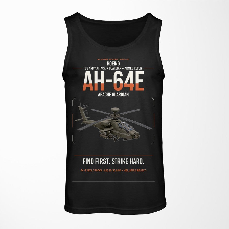 Boeing AH-64E Apache Guardian design on black tank top