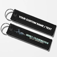 Thumbnail for Cartoon Boeing C-17A Globemaster III Aviator Key Chains - Black - Personalized