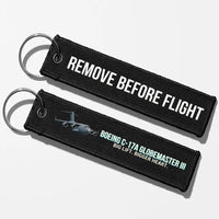 Thumbnail for Cartoon Boeing C-17A Globemaster III Aviator Key Chains - Black - Remove Before Flight