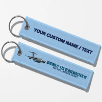 Thumbnail for Cartoon Boeing C-17A Globemaster III Aviator Key Chains - Light Blue - Personalized
