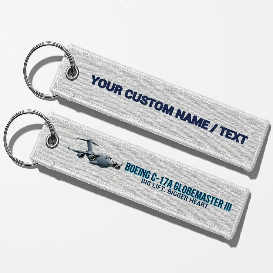 Cartoon Boeing C-17A Globemaster III Aviator Key Chains - White - Personalized