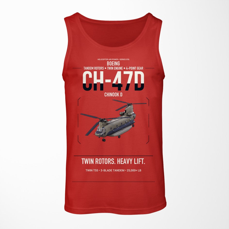 Boeing CH-47D design on red tank top