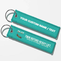 Thumbnail for Boeing CH-47F Chinook Aviator Key Chains - Turquoise - Personalized