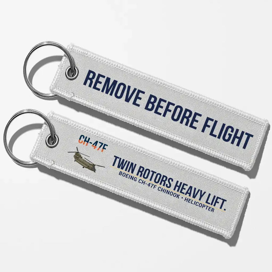 Boeing CH-47F Chinook Aviator Key Chains - White - Remove Before Flight