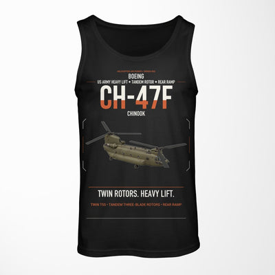 Boeing CH-47F Chinook design on black tank top