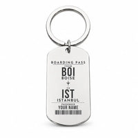 Thumbnail for Boise Airport BOI - Key Chain - Customizable Boarding Pass - Silver