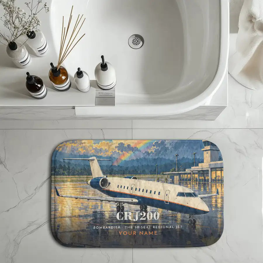 Bombardier CRJ200 - 3D + Name - Bath Mat