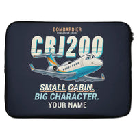 Thumbnail for Bombardier CRJ200 - Cartoon + Name - Laptop Sleeve