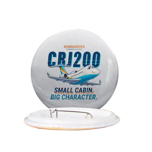 Bombardier CRJ200 - Cartoon - Pin - Light Gray