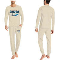 Thumbnail for Bombardier CRJ200 - Men Pajamas - Cartoon Chest - Beige