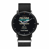 Thumbnail for Bombardier CRJ200 - Original + Name - Slim Leather - Black and Black Nylon Strap