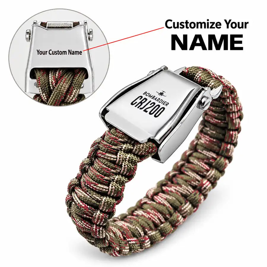 Bombardier CRJ200 - Seat Belt Bracelet - Heritage + Name - Camouflage