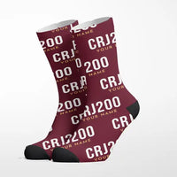 Thumbnail for Bombardier CRJ200 - Socks - Burgundy + Name