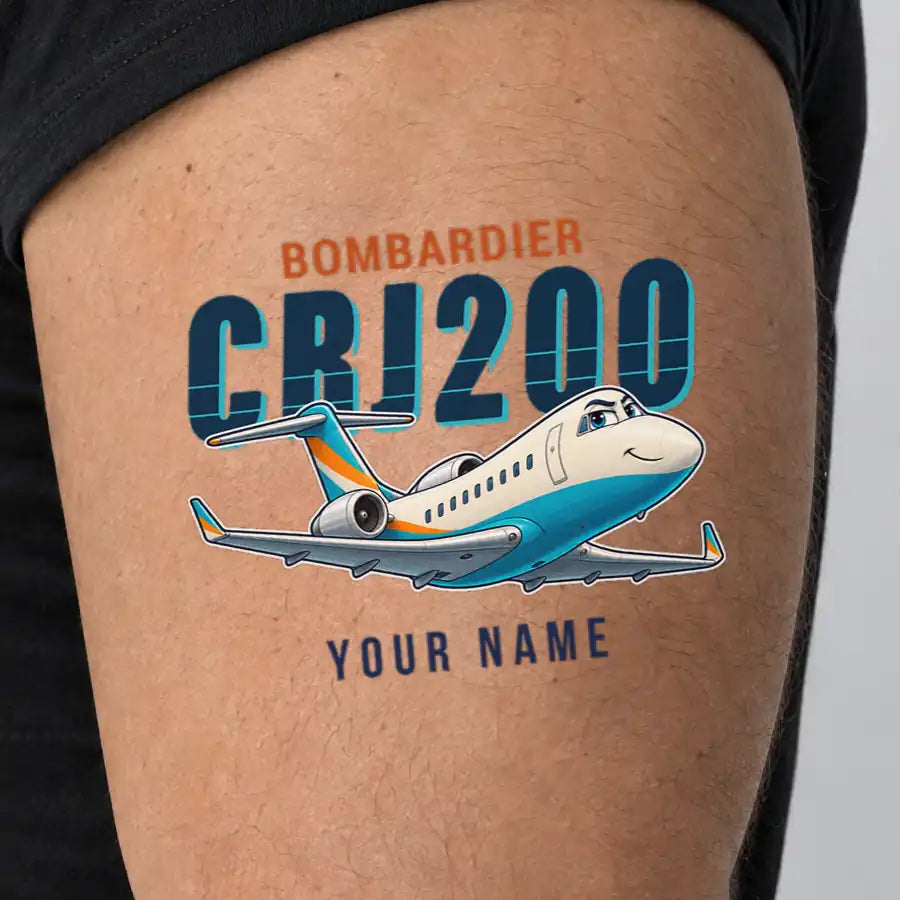 Bombardier CRJ200 - Tattoo - Cartoon + Name - Man