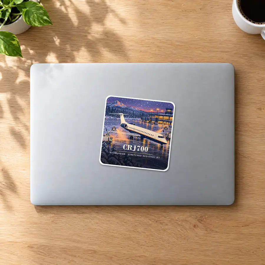 Bombardier CRJ700 - 3D - Square Sticker - MacBook