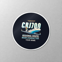 Thumbnail for Bombardier CRJ700 - Cartoon + Name - Circle Sticker - Close-up