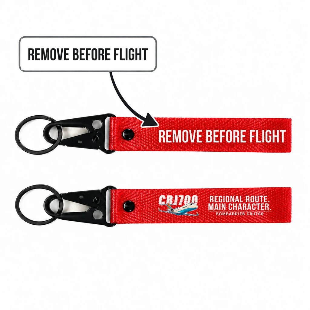 Bombardier CRJ700 Hawk-Shaped Key Chains - Red - Cartoon - Remove Before Flight